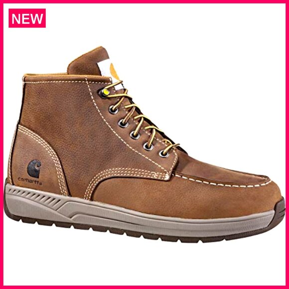 Men\'s Moc Toe Work Boots Leather Wedge Heel Slip Resistant main image 4